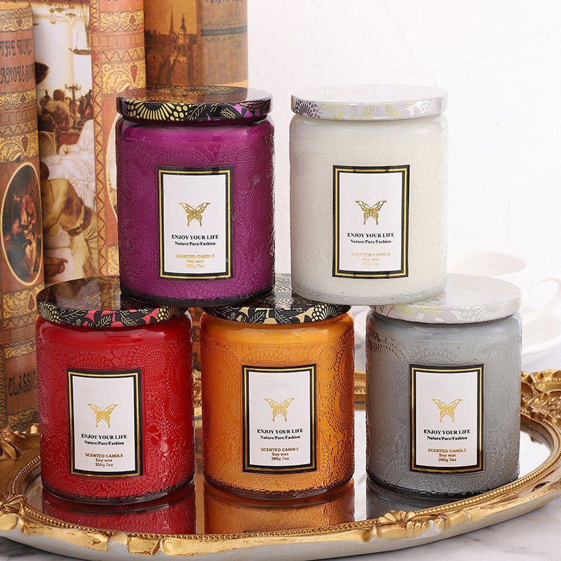 Embossed Glass Fragrance Handmade Gift Aromatherapy Soy Candles | Haus of Portia