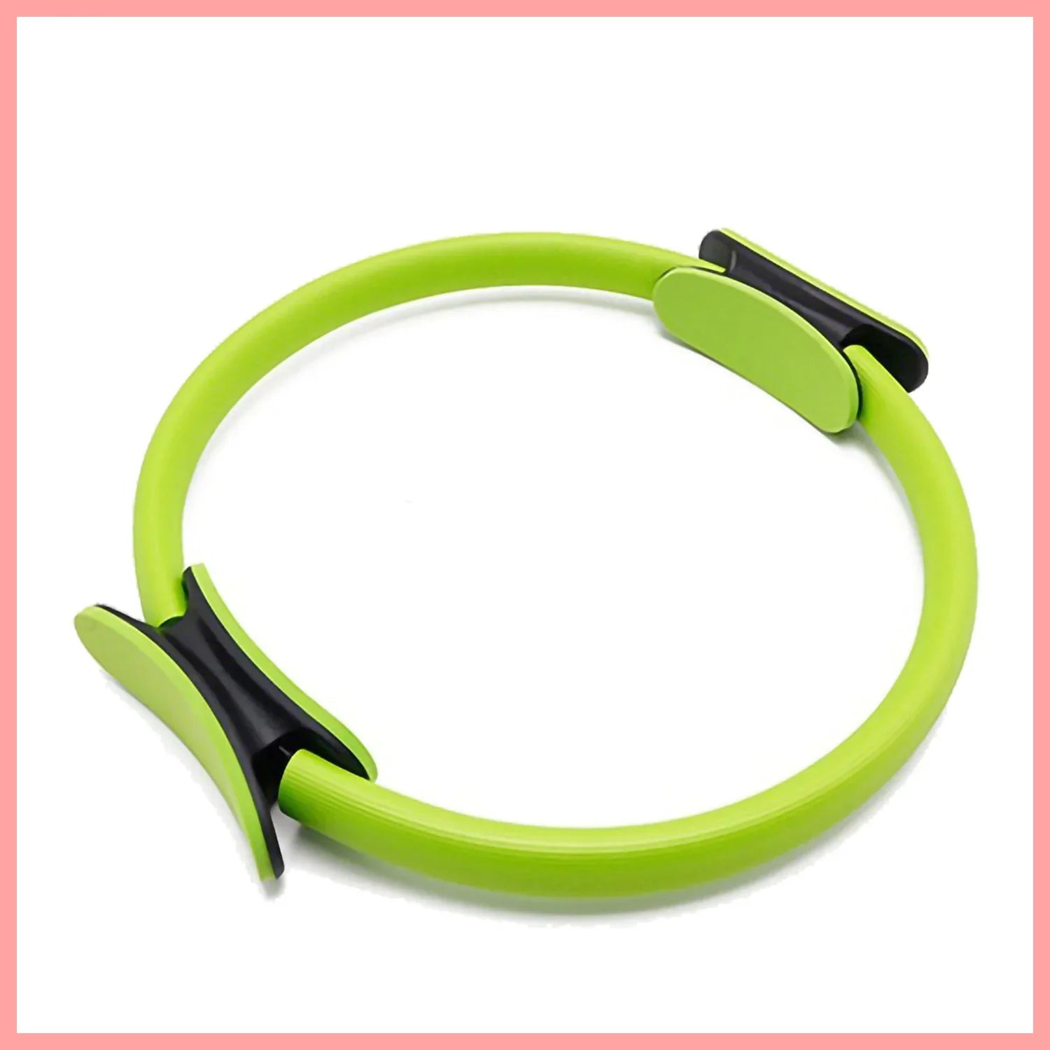 Lime green Pilates ring with black accents for elegant home fitness routines