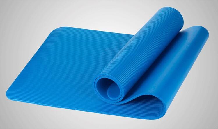 Elegant blue yoga mat with textured grip, perfect for serene faith-inspired practices.