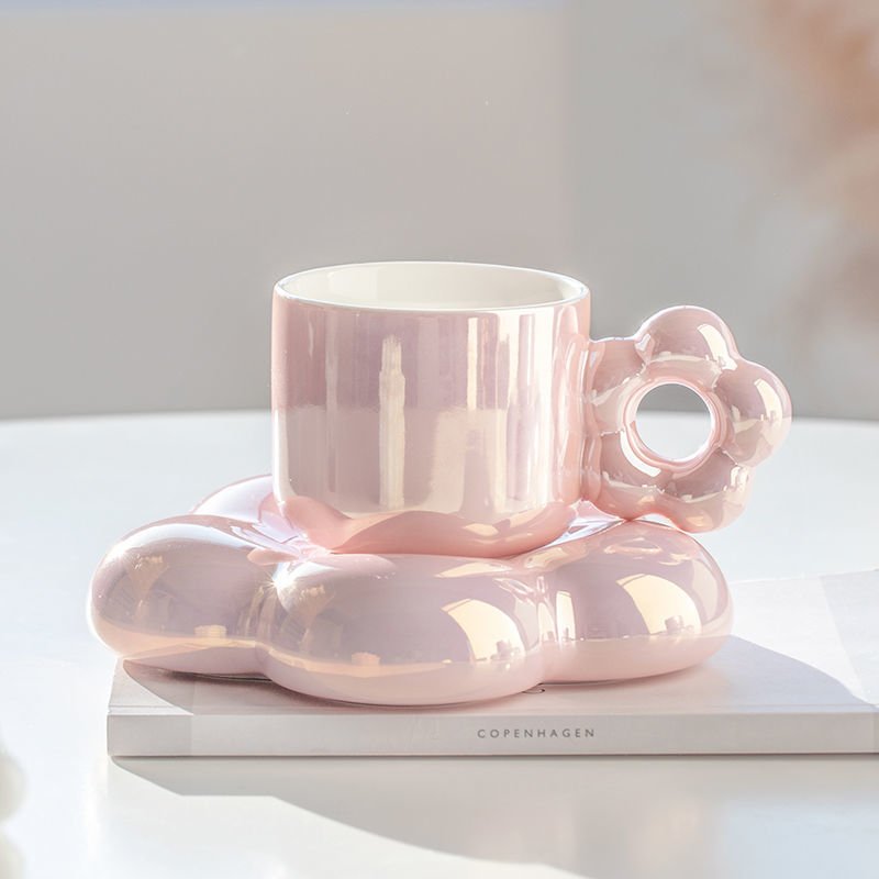 Pearlescent Mug Light Luxury Coffee Cup And Saucer | Haus of Portia