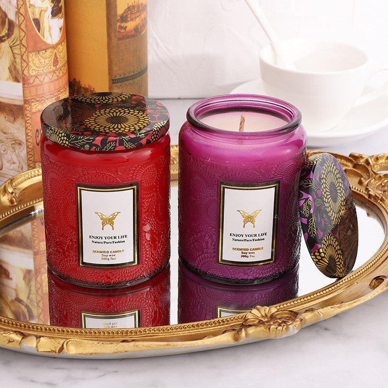 Embossed Glass Fragrance Handmade Gift Aromatherapy Soy Candles | Haus of Portia