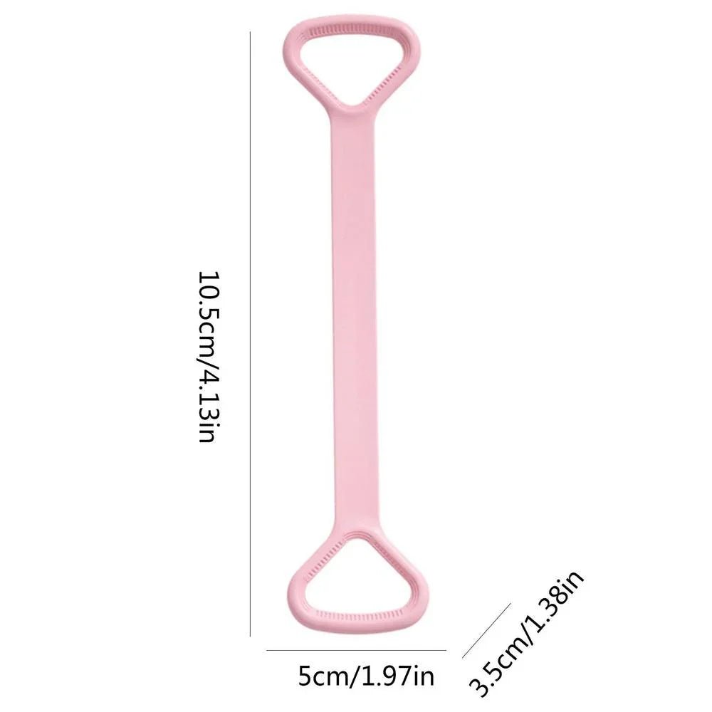 Soft pink silicone hair tool with textured grips, elegant and functional design