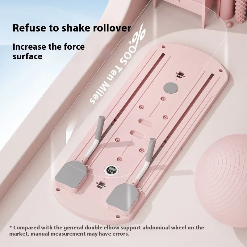 Pink abdominal exercise wheel with dual elbow support for enhanced stability and strength training