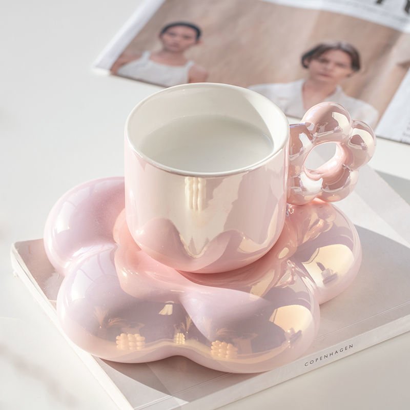 Pearlescent Mug Light Luxury Coffee Cup And Saucer | Haus of Portia