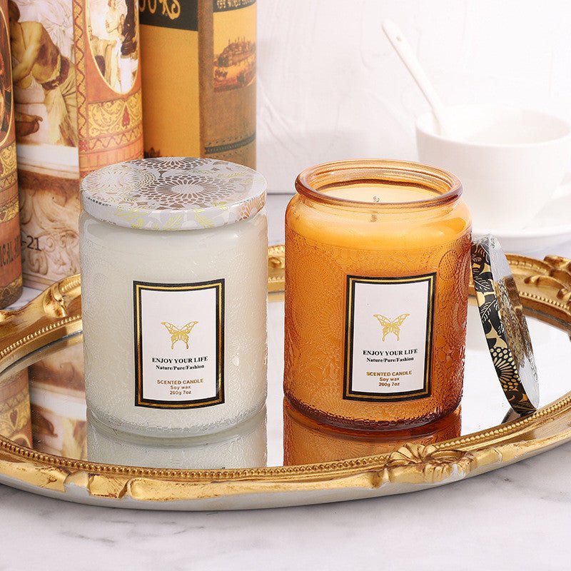 Embossed Glass Fragrance Handmade Gift Aromatherapy Soy Candles | Haus of Portia