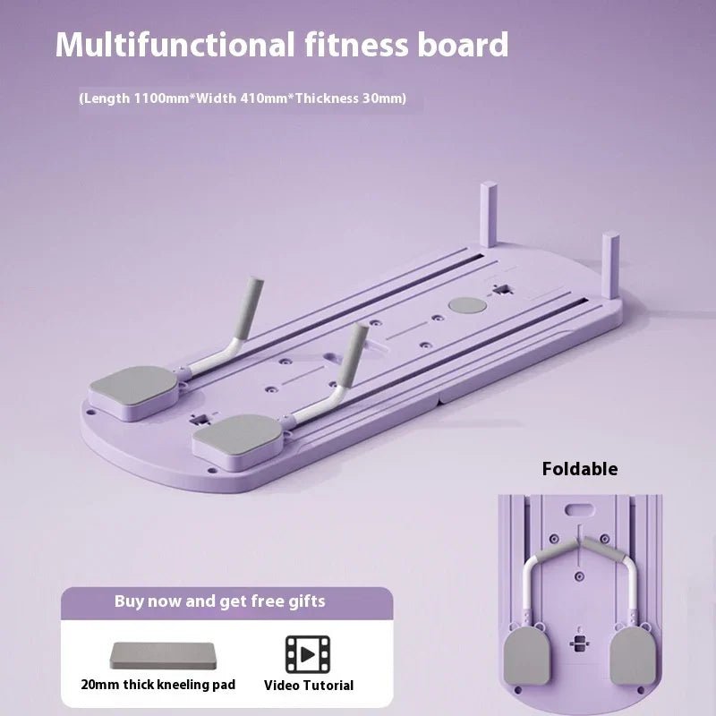 Lavender foldable fitness board with thick kneeling pads, designed for elegant home workouts